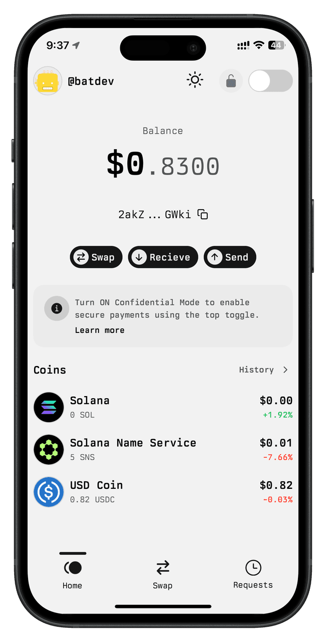 Sonic Wallet Light Mode